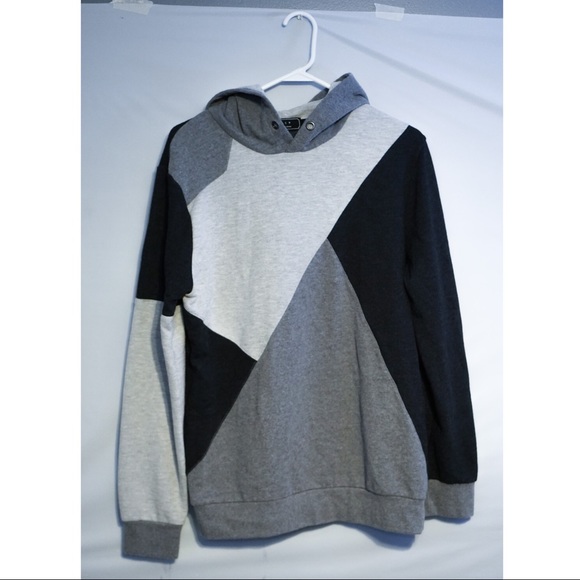 21men Other - 21 Men Pattern Hoodie . Black/Light Gray/Dark Grey . Large